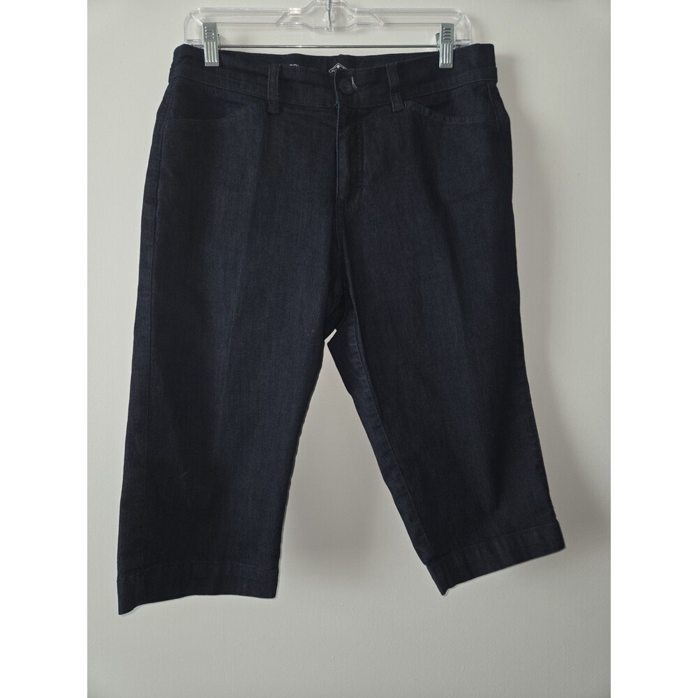 St Johns Bay Womens Sz 8P Dark Wash Capri Pants Jeans Stretch Casual Comfortable
